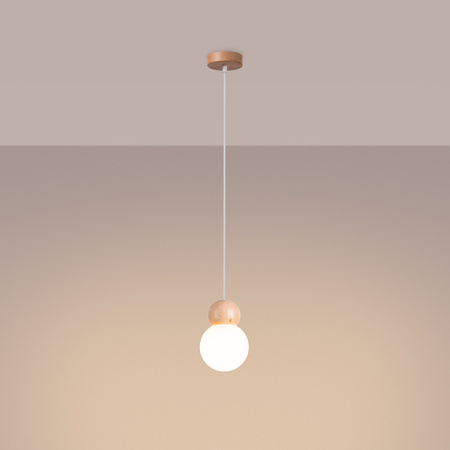 Lampa wisząca PEKKA 1 biała/naturalne drewno