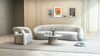 Sofa w stylu Art Deco w kolorze biały ecru- Nua