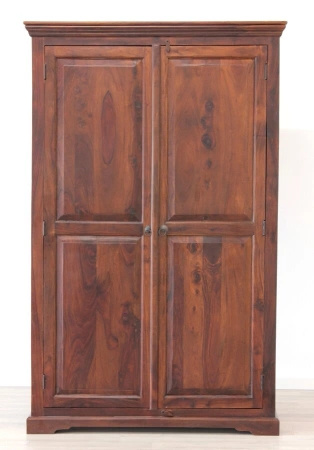 Szafa drewniana do sypialni i przedpokoju – z półkami i drążkiem, 120 cm, drewno akacji