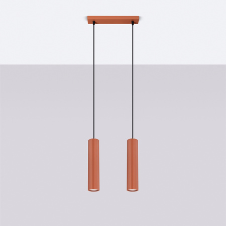 Lampa wisząca KARBON 2 ochra czerwona