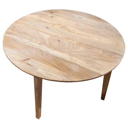 Stół drewniany okrągły z mango 120 cm – naturalny, minimalistyczny design