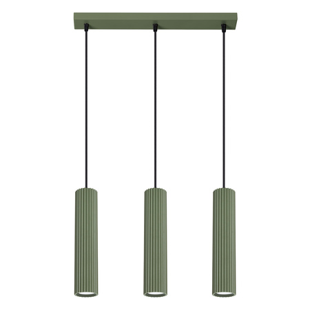 Lampa wisząca KARBON 3L zielona oliwka