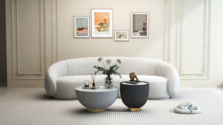 Sofa w stylu Art Deco w kolorze biały ecru- Nua