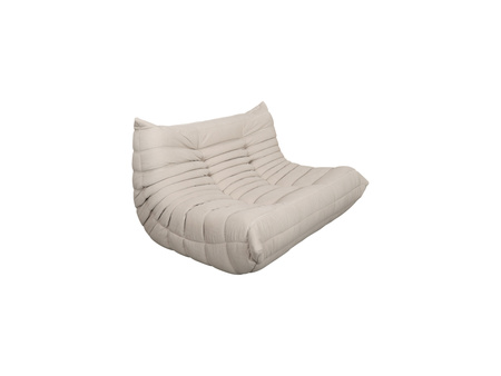 Sofa dwuosobowa- jasnobeżowa – nowoczesny design, pikowanie, tkanina aksamitna NUA