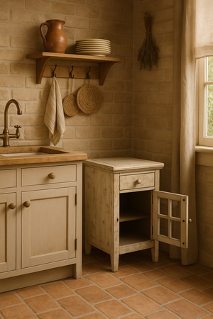 Szafka rustykalna w kolorze kremowym