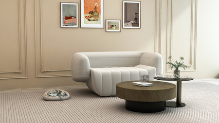 Nowoczesna tapicerowana sofa w kolorze białym- Nua