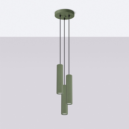 Lampa wisząca KARBON 3P zielona oliwka