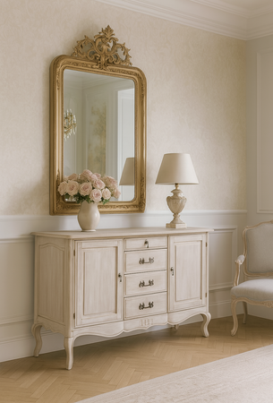 Elegancka Komoda Drewniana - przecierana- Venezia Bianco