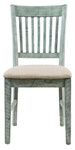 Krzesło tapicerowane turkusowo-miętowe shabby chic – drewno akacji, styl rustykalny
