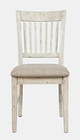 Krzesło do jadalni rustykalne – kremowa tapicerka shabby-chic (drewniane, akacja)