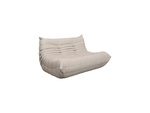 Sofa dwuosobowa- jasnobeżowa – nowoczesny design, pikowanie, tkanina aksamitna NUA