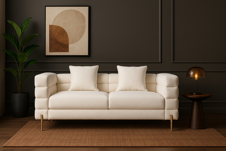 Elegancka dwuosobowa sofa boucle 160 cm NUA na złotych nóżkach