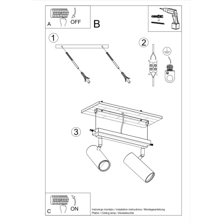Plafon DIREZIONE 2 czarny