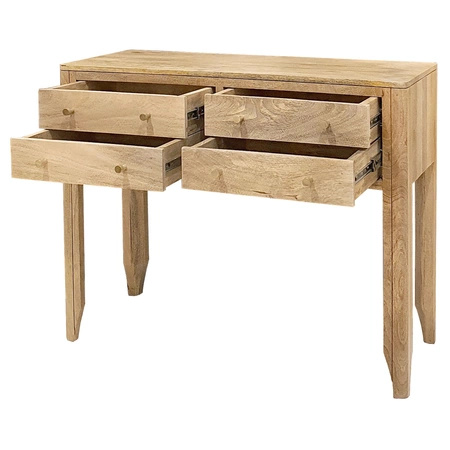Konsola toaletka z litego drewna mango 100 cm, szuflady - natural