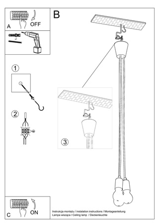 Lampa wisząca DIEGO 3 żółta