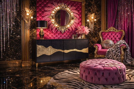 Elegancka komoda czarna ze złotymi akcentami - 150 cm