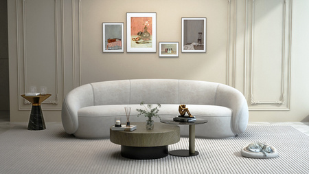 Sofa w stylu Art Deco w kolorze biały ecru- Nua