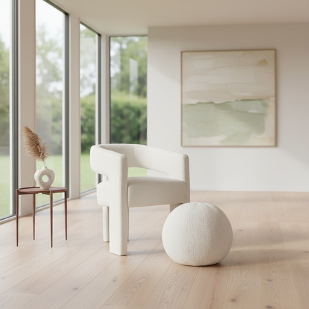 Biała poduszka dekoracyjna z weluru – stylowa forma kuli, z zamkiem