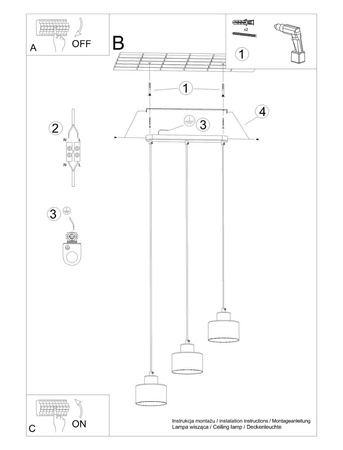 Lampa wisząca SAVAR 3 czarna