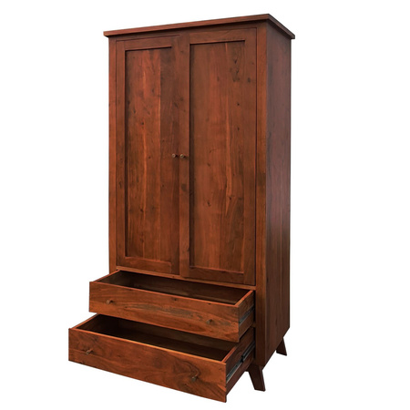 Szafa dwudrzwiowa drewniana 100 cm z szufladami - kolor Walnut