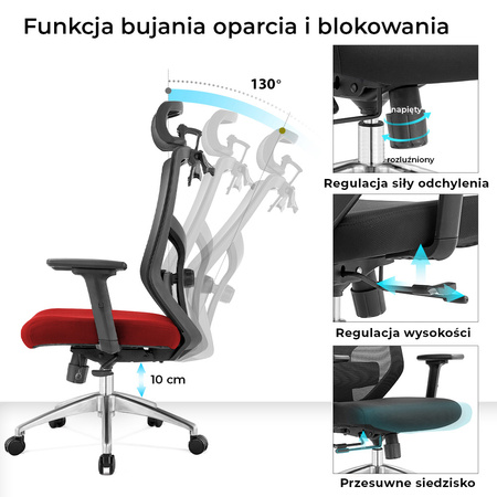 Fotel biurowy ergonomiczny Rosa czerwony ANGEL