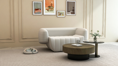 Nowoczesna tapicerowana sofa w kolorze białym- Nua
