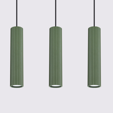 Lampa wisząca KARBON 3L zielona oliwka