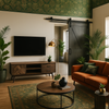 Komoda RTV drewniana z intarsją w stylu retro