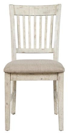 Krzesło do jadalni rustykalne – kremowa tapicerka shabby-chic (drewniane, akacja)