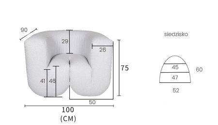 Fotel tapicerowany do salonu- biały- Nua