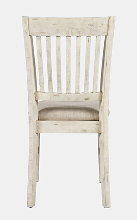 Krzesło do jadalni rustykalne – kremowa tapicerka shabby-chic (drewniane, akacja)