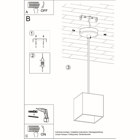 Lampa wisząca QUAD 1 szary
