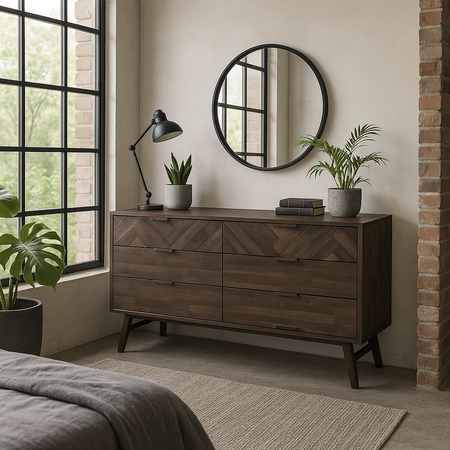 Komoda 155 cm z drewna akacjowego – elegancja retro