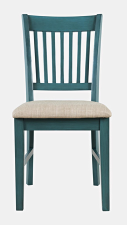 Krzesło do jadalni ciemnoturkusowe tapicerowane – styl rustykalny shabby chic