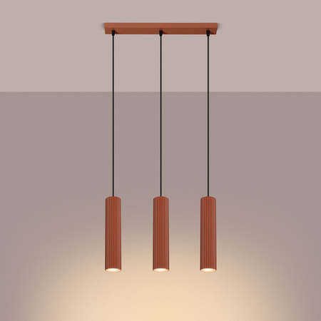 Lampa wisząca KARBON 3L ochra czerwona