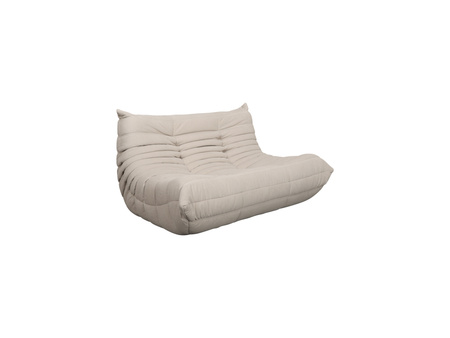 Sofa dwuosobowa- jasnobeżowa – nowoczesny design, pikowanie, tkanina aksamitna NUA