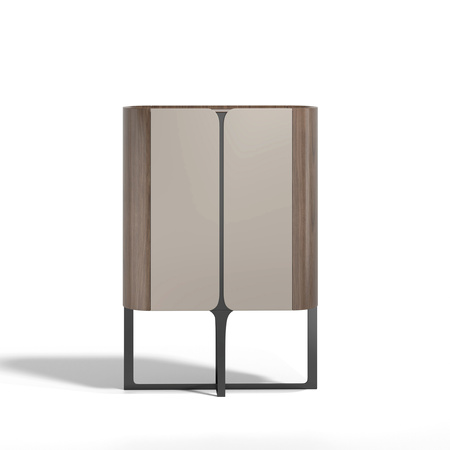 Komoda kaszmir i orzech włoski z czarną metalową podstawą