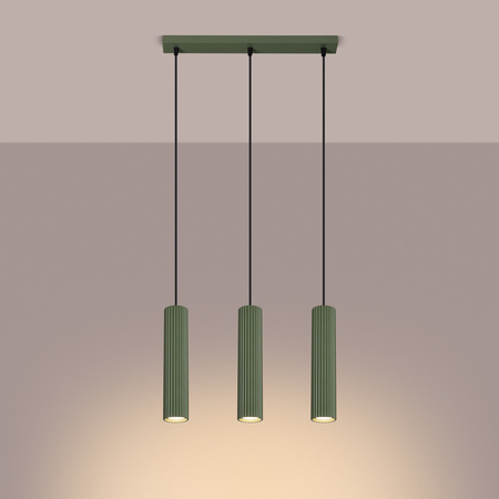Lampa wisząca KARBON 3L zielona oliwka