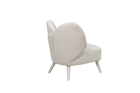 Beżowy fotel wypoczynkowy boucle – styl retro