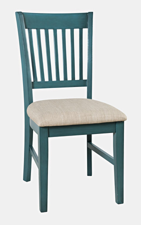 Krzesło do jadalni ciemnoturkusowe tapicerowane – styl rustykalny shabby chic