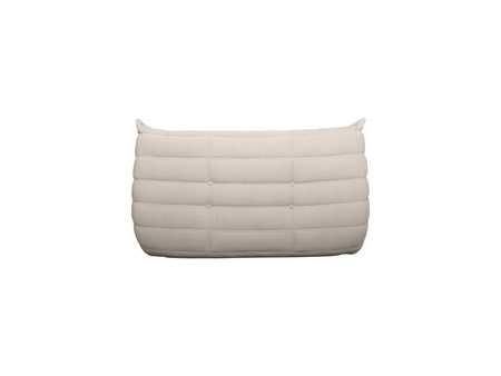 Sofa dwuosobowa- jasnobeżowa – nowoczesny design, pikowanie, tkanina aksamitna NUA