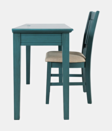 Krzesło do jadalni ciemnoturkusowe tapicerowane – styl rustykalny shabby chic
