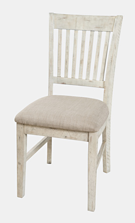 Krzesło do jadalni rustykalne – kremowa tapicerka shabby-chic (drewniane, akacja)