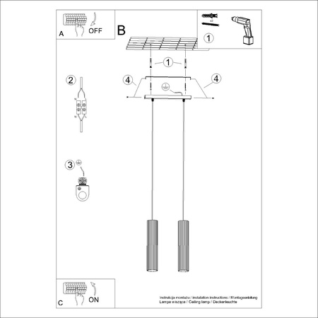 Lampa wisząca KARBON 2 złoty