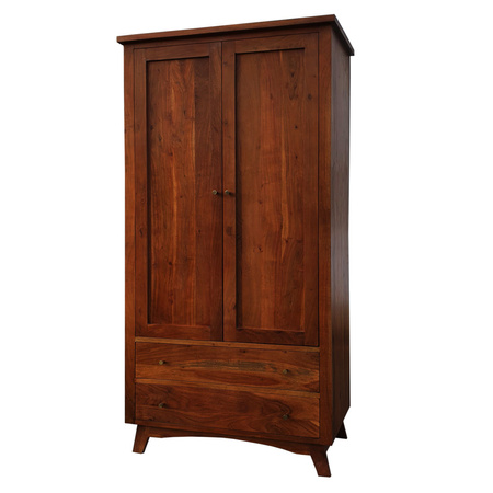 Szafa dwudrzwiowa drewniana 100 cm z szufladami - kolor Walnut
