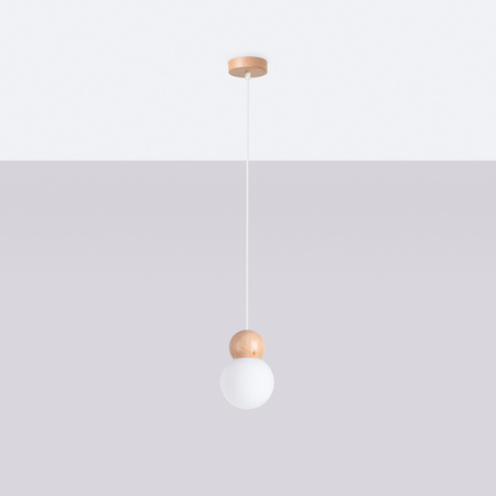 Lampa wisząca PEKKA 1 biała/naturalne drewno