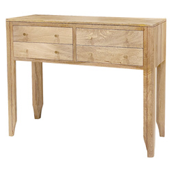 Konsola toaletka z litego drewna mango 100 cm, szuflady - natural