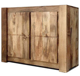 Komoda z litego drewna mango 109 cm – jasny brąz do jadalni i salonu