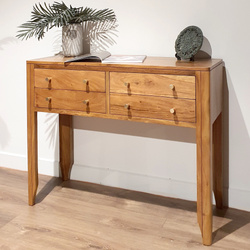 Toaletka drewniana 100 cm z szufladami – akacja indyjska, jasny orzech