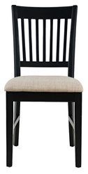 Krzesło do jadalni czarne tapicerowane – styl rustykalny, drewno sosnowe